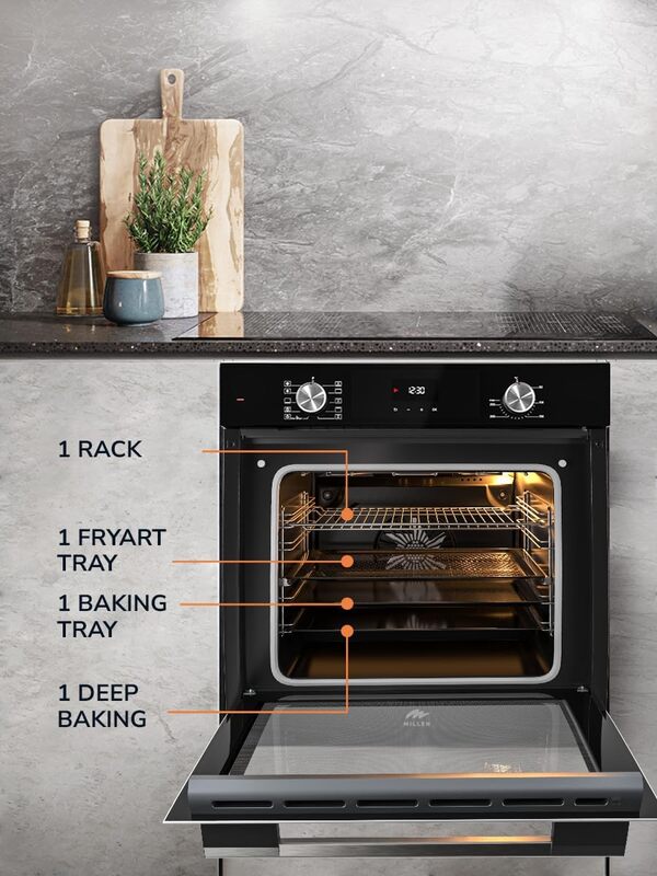 MILLEN Built In Electric Oven, 10 Cooking Modes, 73L - 3 Years Warranty, SCHOTT Inner Glass, MEO 6004 BL